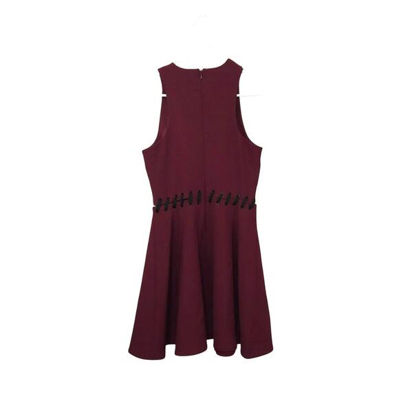 Elizabeth and James Burgundy Stitch Accent Mini Dress Size 4 Small Sleeveless - Picture 2 of 7